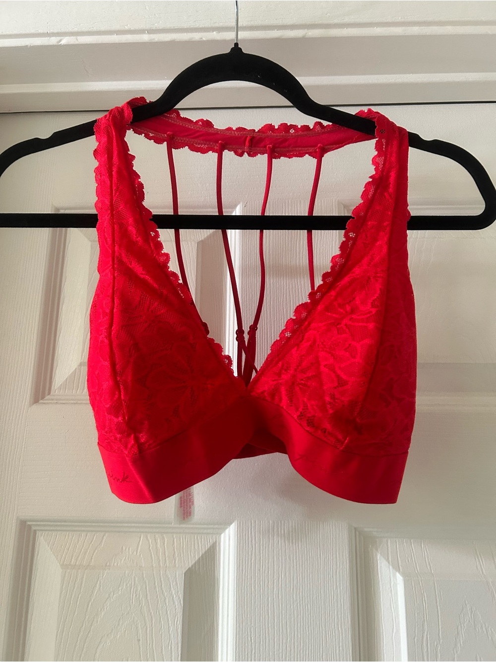 Victoria's Secret Bright Red Lace Bralette with Strappy Back